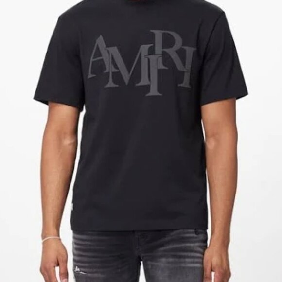 Amiri STAGGARD Logo Tee BLACK shirt T-Shirt Mens Size XL - with Tags - Picture 1 of 10